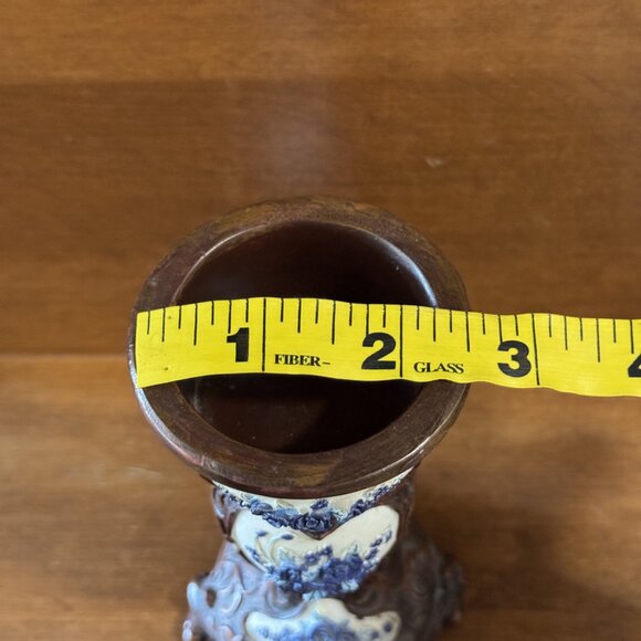 Vintage  Majolica Pedestal Candle Holder Hand-Painted Size 5.5" Tall - Picture 9 of 12